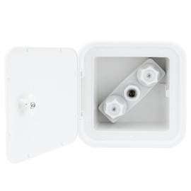 RecPro RV Exterior Shower Box with Hot & Cold Faucet | Outdoor Spray Port | Quick Connect Valve (White)