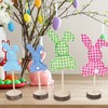 Whaline 6Pcs Easter Bunny Decorations Fabric Tall Standing Plaid Bunny