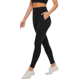 FULLSOFT Buttery Soft Black Leggings with Pockets for Women - High Waisted Tummy Control No See Through Workout Clothes for Women Yoga Cycling Pants Fitness Clothing(Black(with Pockets),S-M)