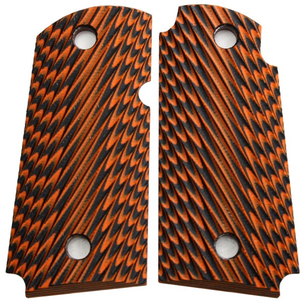 StonerCNC Compatible with Kimber Micro Carry 9 9mm Cross Hatch G10 Grips with or Without Ambi (Orange Black, Ambi)