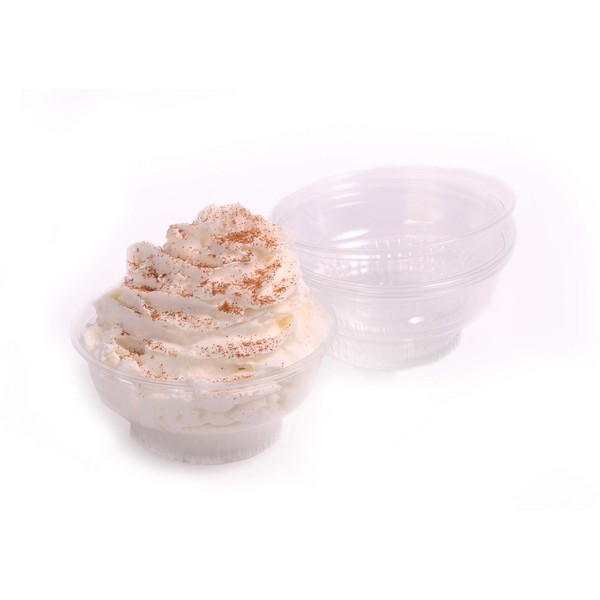 Fancy BPA-Free 5Oz Dessert Cups and Spoons 100Pk. Small Disposable Stackable Clear Bowls for Ice Cream Mousse, Pudding or Desserts Sampling. Plastic Food Supplies for Tasting Party or Catering.