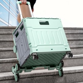 Versatile 3-Wheel Folding Shopping & Picnic Cart - Stair Climbing, Hand Truck, Camping Wagon 3-Wheel Cart Yellow/80L