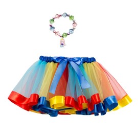 SINGYU Rainbow Tutu Skirt for Little Girls Dress Up with Colorful Hair Bows and Bracelet (US, Age, 1 Year, 4 Years, Yellow)