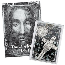 Needzo Holy Face of Jesus Chaplet, Includes Prayer Card, Catholic Prayer Bead Rosaries for Men and Women, Pastor Appreciation Gifts, 16.5 Inches, 16.5 inches, Glass, No Gemstone