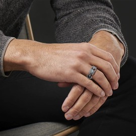 U7 Skull Rings Silver Chunky Skeleton Ring for Men Women Stainless Steel