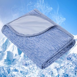 OMERAI Cooling Blanket for Hot Sleepers Cooling Blanket King Size for Night Sweats Q-Max>0.5 Lightweight Cool Summer Blanket for Bed/Travel/Outdoor Ultra Cold Breathable,90''x108'', King Size, Blue