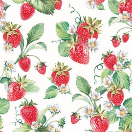 Servietten Essen und Trinken 20 Strawberries Picked from the Garden | Berries Fruits Kitchen Breakfast Table Decoration Festival Celebration Craft Decoupage 33 x 33 cm