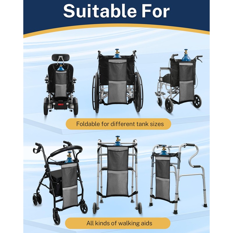Oxygen Tank Holder for Wheelchairs, Walkers & Scooters - Reflective
