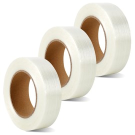 3Packs Reinforced Mono Filament Tape - for Sealing and Packing, Strong Fiberglass Strapping Tapes by Superhairpieces (6.3mil x 1 Inch x 55 Yards)