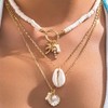 Vatocu Boho Seashell Necklaces Layered Gold Pearl Pendant Necklace Chains