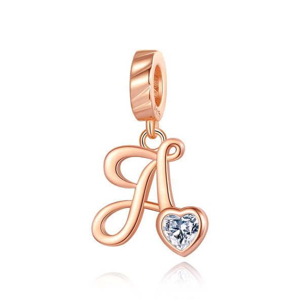NINGAN Alphabet Series Pendant Charm Rose Gold 925 Sterling Silver