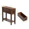 LUSUOWLZ Brown 2 Pack Chairside Narrow End Table with Drawer,