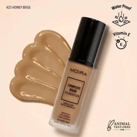 Base Líquida Moira Complete Wear Foundation Alto Cubrimiento Mate 30mL Honey Beige