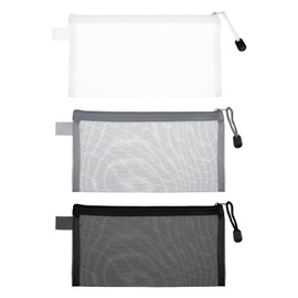 3 Pack Zipper Mesh Pouch, Multipurpose Nylon Mesh Cosmetic Bag, Portable Mesh Zipper Pouch Pencil Case, Toiletry Bag Organizing Pouches for Travel, for Daily or Travel to Keep Small Items, 3 Colors