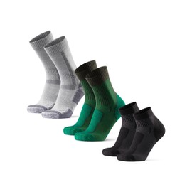 DANISH ENDURANCE Merino Hiking Socks Set, 3 Pairs with Various Lengths & Thicknesses, Outdoor & Trekking Socks, for Men & Women, Multicoloured (classic grey, light black, low-cut dark green)