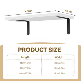 GHIBFBT Floating Shelf for Acoustic Panel, Space Saving Wall Mounted Ledge Shelf, Wooden Tabletop with Metal Bracket Wall Hanging Organizer for Recording Room (L Bracket, 15 x 10cm)