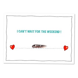 bernsteinfee-CARDS XXL Card Long Distance Relationship Train Can't Wait for the Weekend, Card Love Declaration of Love, Postcards Love with Train, Only the Weekend Counts, Card for Lovers (DIN A4)
