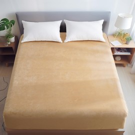 David's Home Truly Velvet Fitted Sheet King Size, Ultra Soft Bottom Sheet with 16" Deep Pocket, All-Round 2.5cm Wider Strong Elastic, Plush Cozy Comfy Warm for All Seasons, 78x80+16", Honey Peach.
