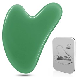 Gua Sha Facial Treatment with Jade Natural Stone Heart Shape Guasha Board Scratch Massage Tool for Face, Eyes, Neck for Skin Care, Beauty and Relaxation of Body Muscles (White)