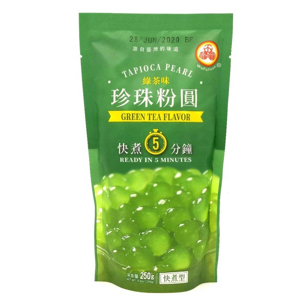 WuFuYuan - Green Tea Tapioca Pearl 8.8 Ounce Bag, [Pack of 1]