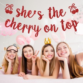 She's the Cherry on Top Banner, Cheery Bridal Shower Sign, Bachelorette Party Decorations, Summer Fruit Theme Baby Shower Party Decorations Supplies