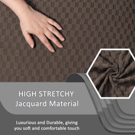 ULTICOR 8-Pieces Recliner Sofa Covers, Jacquared Stretch Couch Covers for 3 Cushion Reclining Sofa Slipcovers Thick Soft Washable (Style 1) (Chocolate, 3 Seater Recliner Cover)