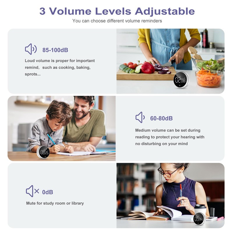 OQIMAX Digital Kitchen Timers Productivity Timer with Large LED Display