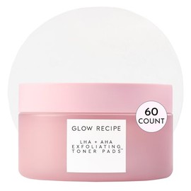 Glow Recipe LHA + AHA Toner Pads (60ct) - Korean Exfoliating Toner for Face & Pore Minimizer | Gentle 5-Acid & Watermelon Enzyme Hydrating Facial Pads