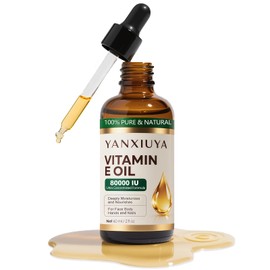 Vitamin E Oil, 80,000 IU Pure Organic Vitamin E Oil for Skin, Scars, Face & Body, Moisturizing Care for Hair, Nail & Scalp, Bath & Body, Hydrating Dry Skin, Wrinkles, Easy Absorption, 2 Fl Oz