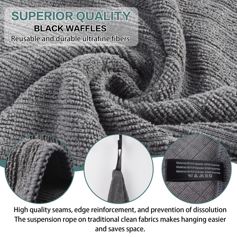 VIVOTE Microfibre Cloths Grey Dish Cloth Kitchen Cloth Super Absorbent