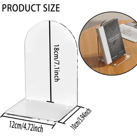 Qidexin 4pcs Book Ends, Acrylic Bookends, Non-Skid Book End, Clear Bookends for School Library and Desktop Organizer, Acrylic Book Ends for Book Shelves