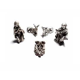 Receive 5 metal shepherds 3 cm high, 1 nativity maria giuseppe gesu' ASINO BUE MAR FOR PRESEPE S. GREGORIO ARMENO a keyring CORNI shepherds crib