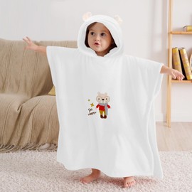 Bebamour Wearable Hooded Towel for Boys & Girls, 25"x 25", 0-6 Years, Bear