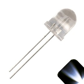 10mm Round Top Cool/Clear White LED - Ultra Bright (Pack of 10)