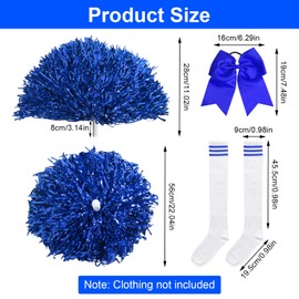 Cheerleader Pompoms, Pack of 2 Cheerleader Pompoms with Socks and Scrunchie, Pompoms Cheerleading Cheerleader Pompoms with Handles Cheer Poms for Cheerleading Performance Gymnastics (Blue)