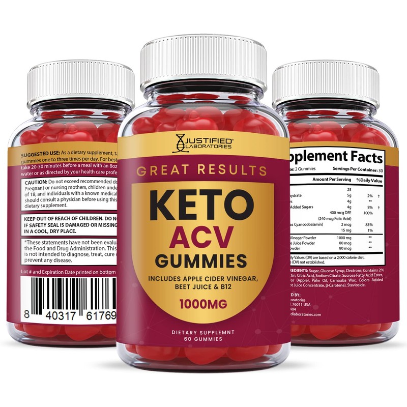 Justified Laboratories (3 Pack) Great Results Keto ACV Gummies Advanced