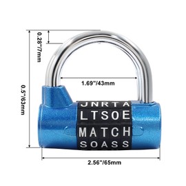 Coufce Letter Combination Lock Gym Locker Safety Padlock Sports Locker Outdoor Waterproof Padlock Master Combination Lock Master Lock Combination Padlock(Blue)