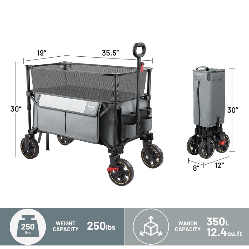TIMBER RIDGE 350L Extra Large Collapsible Folding Wagon Carts with