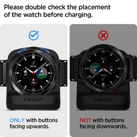 Spigen S352 Soporte para Galaxy Watch FE Stand/Galaxy Watch 4 Stand/Galaxy Watch 4 Classic Stand/Galaxy Watch 3 Stand/Galaxy Watch Active Stand - Negro