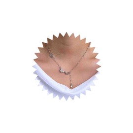 Crysta Butterfly Pendant Necklace Silver Hollow CZ Butterfly Necklace Choker Rhinestone Drop Y Necklace Fine Thin Chain Delicate Simple Necklace Women Wedding Jewellery, Zinc
