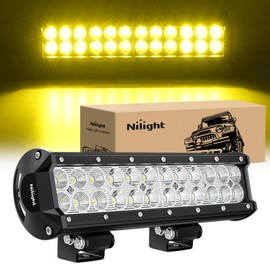 Nilight LED Light Bar 12 Inch 72W Spot Flood Combo Yellow Beam Off Road Lamp Fishing Hunting Emergency Deck Work Lighting for Trucks UTV Pick-up Van Boat Tractor