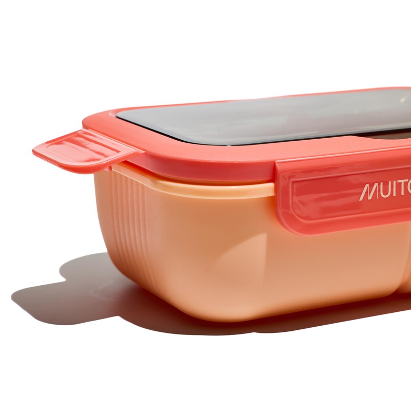 Muitomas, Lunchbox 1100 ml, Lunchbox mit Besteck und drei Innenfächern,