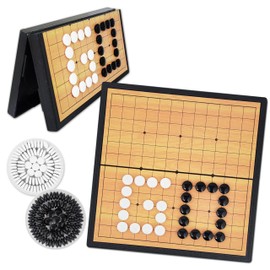 Travel GO Game Set, 21cm x 20.3cm Folding Board 13 x 13 Grids 160 Magnetic Pieces Checkers Portable Version Weiqi Beginner