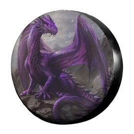 Delerain Spare Tire Cover Cool Purple Dragon Wheel Covers Waterproof Dust-Proof UV Sun Universal Fit for Trailer RV SUV Truck and Many Vehicle (17 Inch for Diameter 31"-33")