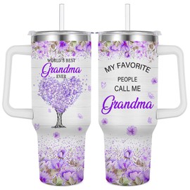 Caiibaoob Grandma Tumbler - 40 oz Grandma Mug with Handle, Birthday Gift