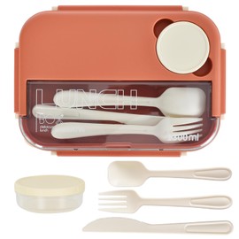 Colexy Bento Lunch Box, Leak-Proof Lunch Box with Compartments, 1300 ml, Lunch Box for Adults and Children, with 4 Compartments and Cutlery Set for Microwaves and Dishwashers School, Work, Picnic,