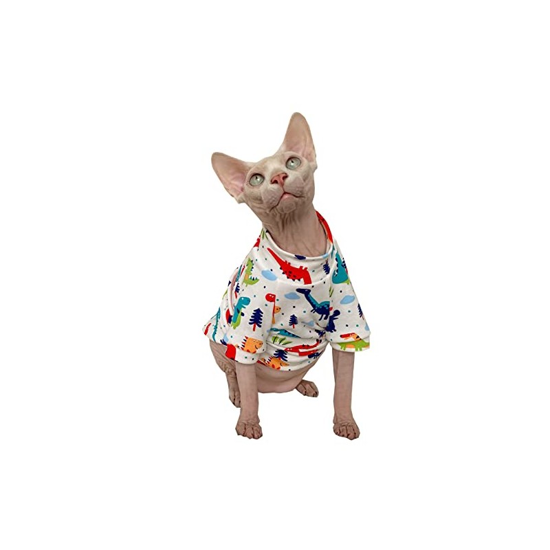 Sphynx Hairless Cat Summer Cotton T-Shirts Cat Vest Pet Clothes,Round