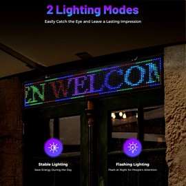 LED Sign, 40" x 8" LED Seven-Color Sign Programmable Advertising Signs Computer USB Flash Drive Control for Restaurants, Outdoor Digital Open Signs LED Ticker Display