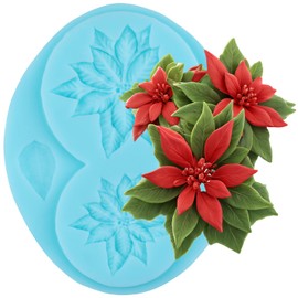Christmas Flower Fondant Mold Poinsettia Flower Silicone Molds