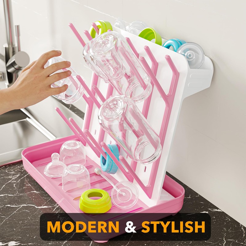 SpaceAid Baby Bottle Drying Rack with 20 Hooks, Space Saving